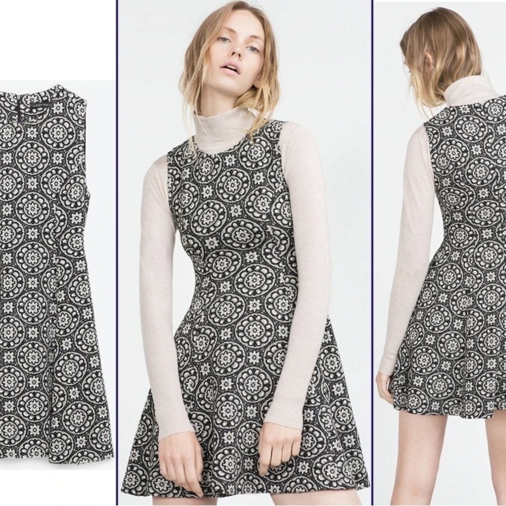 Zara Geometric Jacquard Dress Small